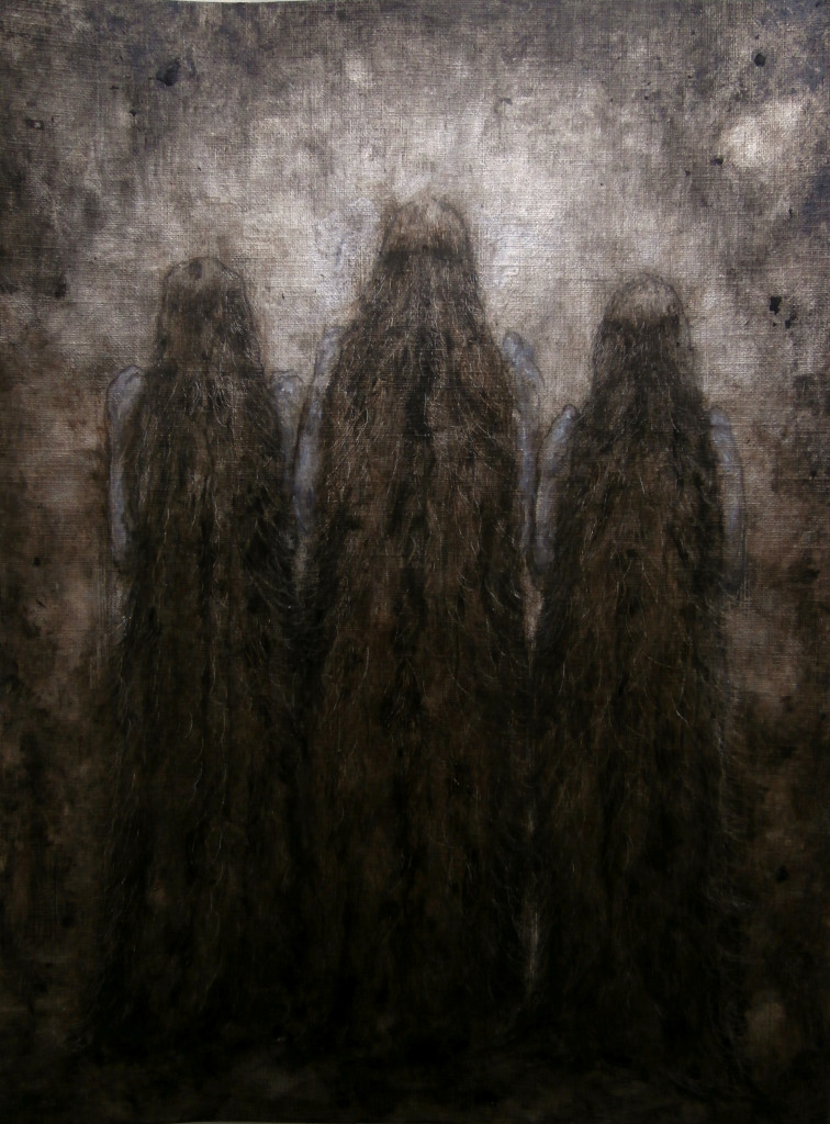 Les Trois Soeurs, 30×24 cm, oil and acrylic on paper, (SOLD private collection Belgium) 2014