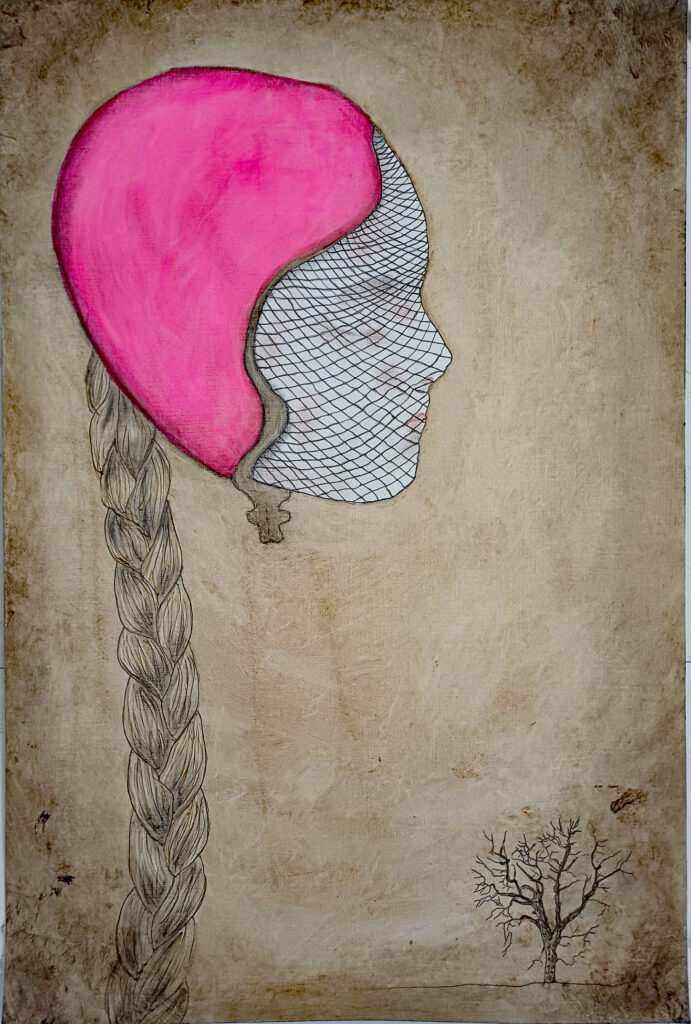 Adolescence, 80×60 cm, pencil, charcoal, acrylic and conté on paper, 2025.