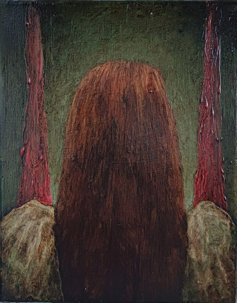 Girl#11, 30×24 cm, pencil, oil and acrylic on canvas, 2025.